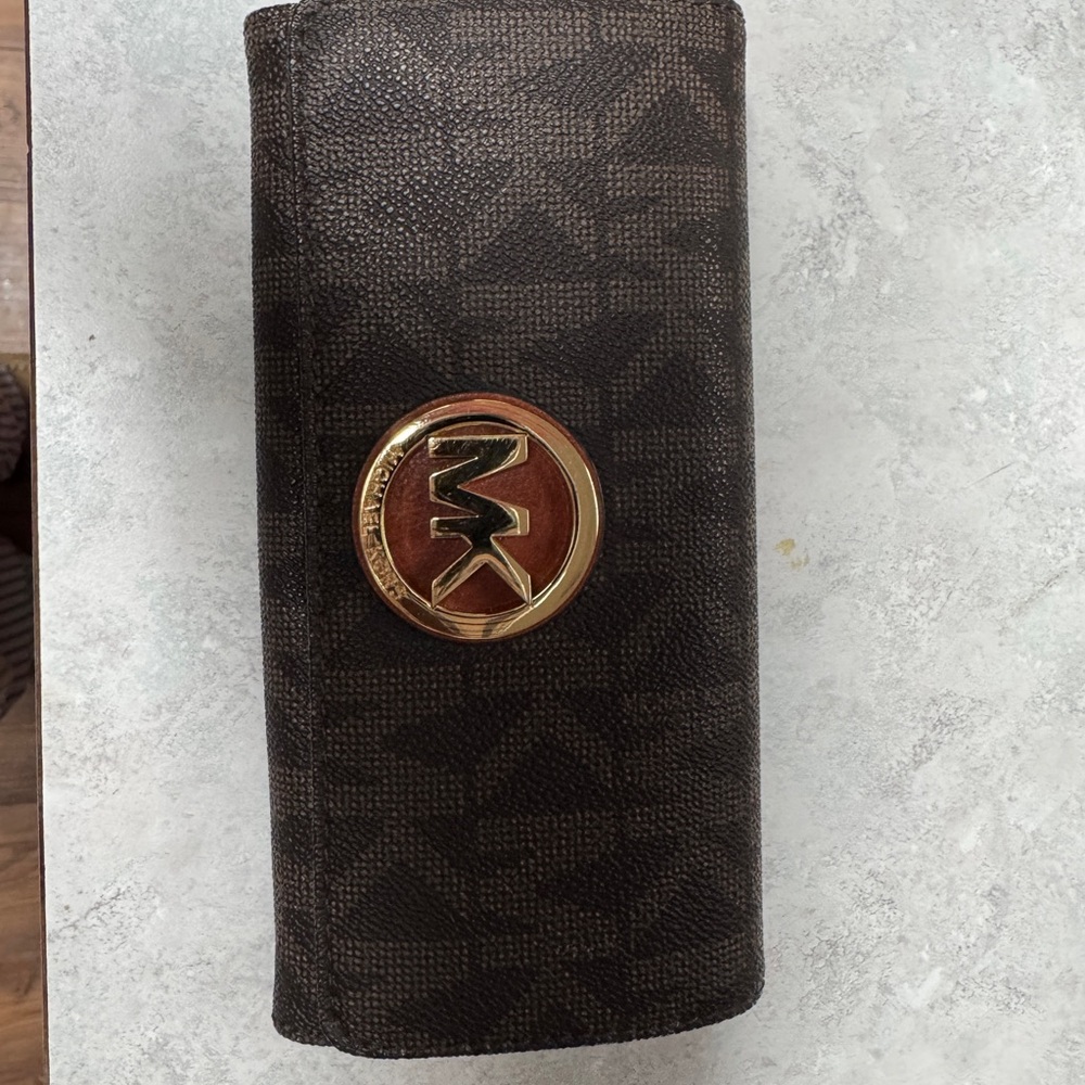 Brown Wallet with Gold Logo